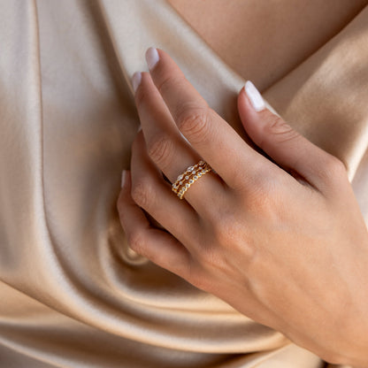 Juego de anillos apilables de cristal