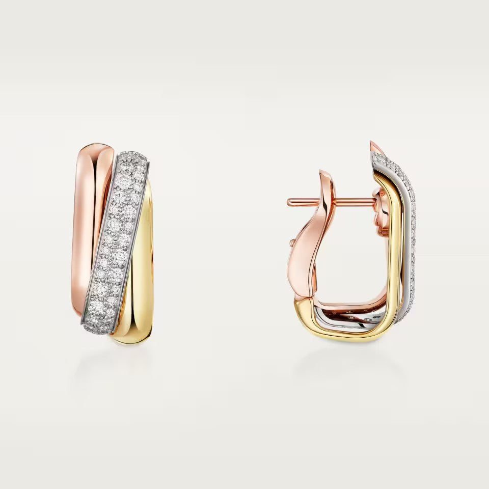 [LUXE] TRINITY HALF DIAMOND  CUSHION EARRINGS