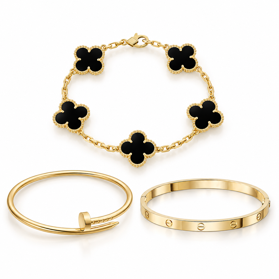 [LUXE]Clover & Juste & Lover  Bracelet Stack Set