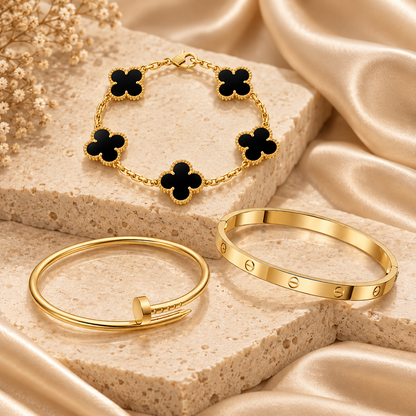 [LUXE]Clover & Juste & Lover  Bracelet Stack Set