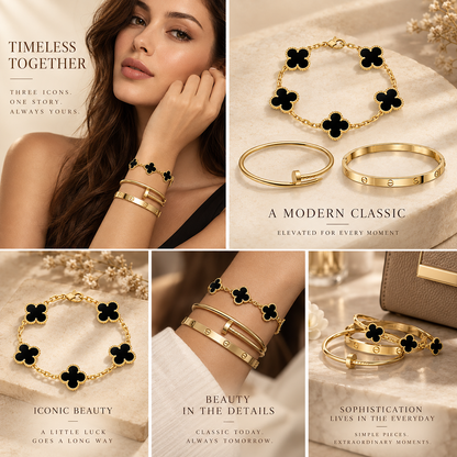 [LUXE]Clover & Juste & Lover  Bracelet Stack Set