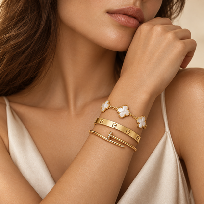 [LUXE]Clover & Lover & Juste Bracelet Stack Set