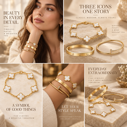 [LUXE]Clover & Lover & Juste Bracelet Stack Set