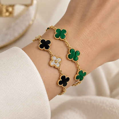 [LUXE]Clover 5 Motifs  Duo Bracelet Stack Set
