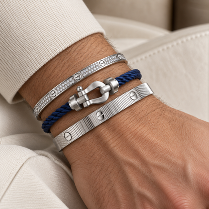 [LUXE]Love & Force Large Horseshoe Trio Bracelet Stack Set