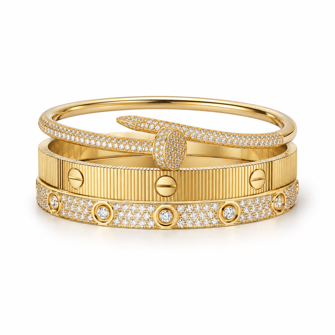 [LUXE]Love & Juste Statement Bracelet Trio Stack Set
