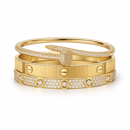[LUXE]Love & Juste Statement Bracelet Trio Stack Set