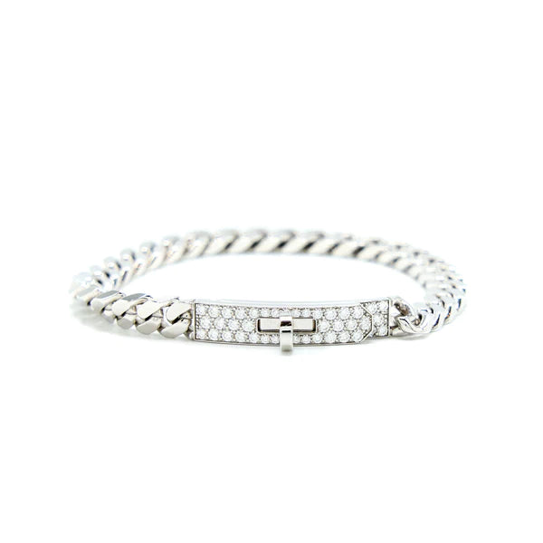 [LUXE]PULSERA DE PLATA CON DIAMANTES Y CADENA KELLY