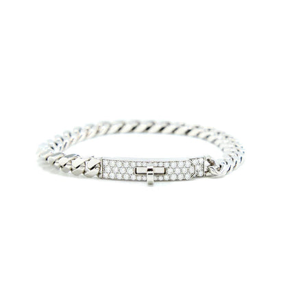 [LUXE]PULSERA DE PLATA CON DIAMANTES Y CADENA KELLY
