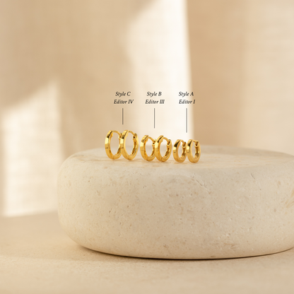Conjunto de pendientes Huggie del editor