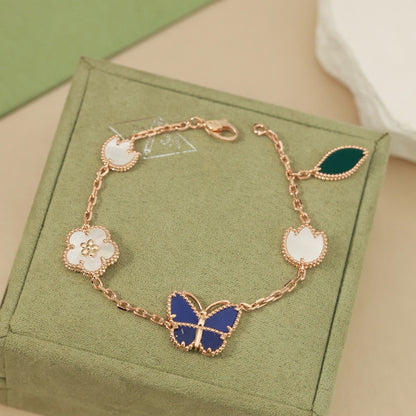 [LUXE]2026 NEW ARRIVAL LUCKY SPRING BUTTERFLY 5 MOTIF BRACELET