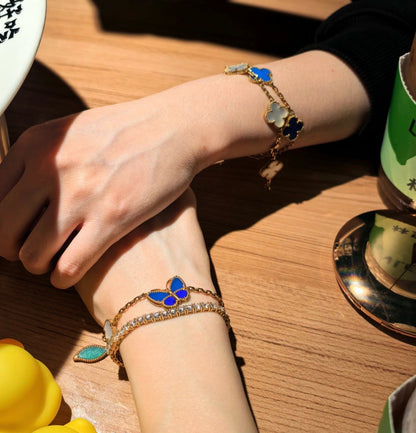 [LUXE]2026 NEW ARRIVAL LUCKY SPRING BUTTERFLY 5 MOTIF BRACELET