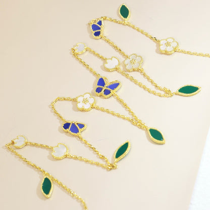 [LUXE]2026 NEW STYLE LUCKY SPRING BUTTERFLY 15 MOTIFS FLOWER NECKLACE