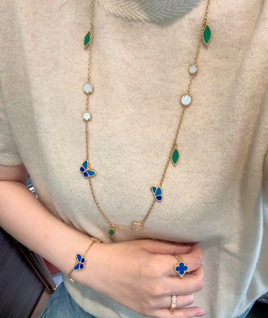 [LUXE]2026 NEW STYLE LUCKY SPRING BUTTERFLY 15 MOTIFS FLOWER NECKLACE