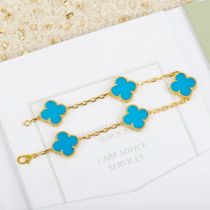 [LUXE] CLOVER 5 MOTIF TURQUOISE BRACELET COLLECTION