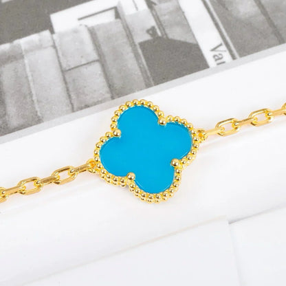 [LUXE] CLOVER 5 MOTIF TURQUOISE BRACELET COLLECTION