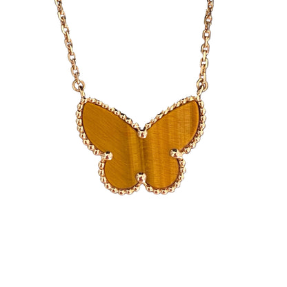 [LUJO] COLLAR DE MARIPOSA CON OJO DE TIGRE