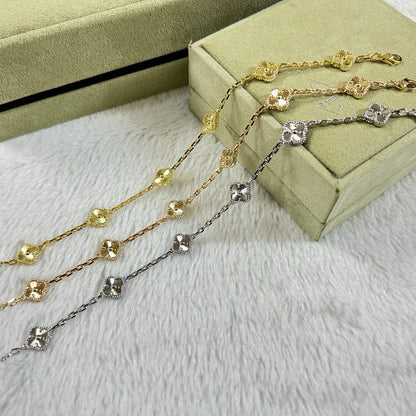 [LUXE]PULSERA DE DIAMANTES CON 6 MOTIVOS DE TRÉBOL