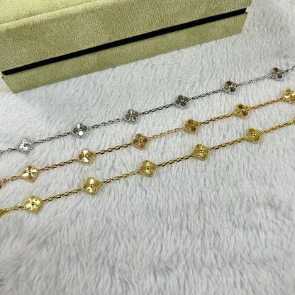 [LUXE]PULSERA DE DIAMANTES CON 6 MOTIVOS DE TRÉBOL