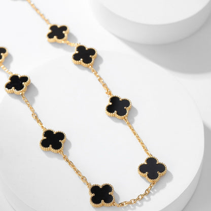 [LUXE]CLOVER 10 MOTIFS ONYX NECKLACE