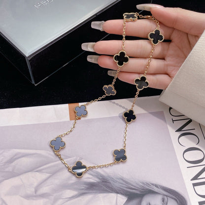 [LUXE]CLOVER 10 MOTIFS ONYX NECKLACE