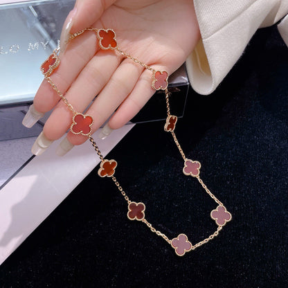 [LUXE]CLOVER 10 MOTIFS CARNELIAN NECKLACE
