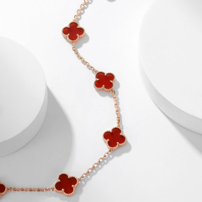 [LUXE]CLOVER 10 MOTIFS CARNELIAN NECKLACE