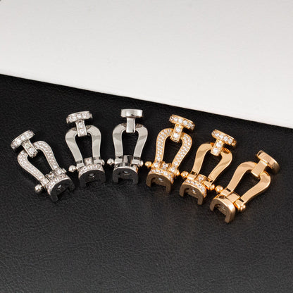 [LUXE]FORCE PULSERA GRANDE DE HERRADURA CON MEDIO DIAMANTE EN ORO ROSA