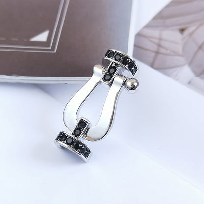 [LUXE]FORCE PULSERA DE HERRADURA GRANDE CON DIAMANTES NEGROS EN PLATA