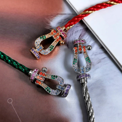 [LUXE]FORC PULSERA GRANDE DE DIAMANTES COLOR HERRADURA PLATA