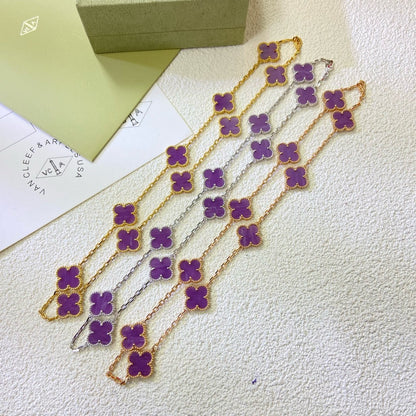 [LUXE] COLLAR TRÉBOL 10 MOTIVOS PÚRPURA VIOLETA