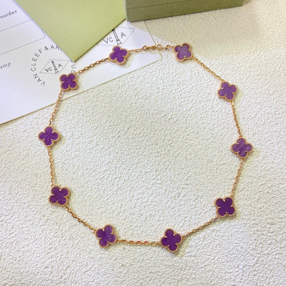 [LUXE] COLLAR TRÉBOL 10 MOTIVOS PÚRPURA VIOLETA