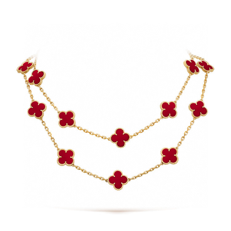 [LUXE]CLOVER 20 MOTIFS CARNELIAN NECKLACE