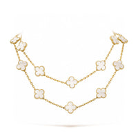 [LUXE] COLLAR DE TRAPEADOR BLANCO CON 20 MOTIVOS DE TRÉBOL