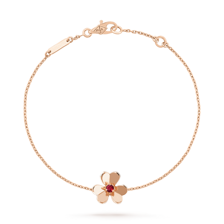 [LUXE]FRIVOLE PULSERA DE MALAQUITA ROSA CON FLOR DE ORO