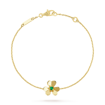 [LUXE]FRIVOLE PULSERA DE MALAQUITA ROSA CON FLOR DE ORO