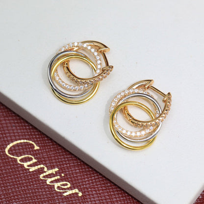 [LUXE] TRINITY HALF DIAMOND  EARRINGS