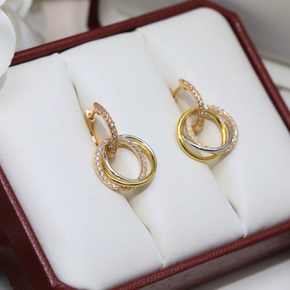 [LUXE] TRINITY HALF DIAMOND  EARRINGS
