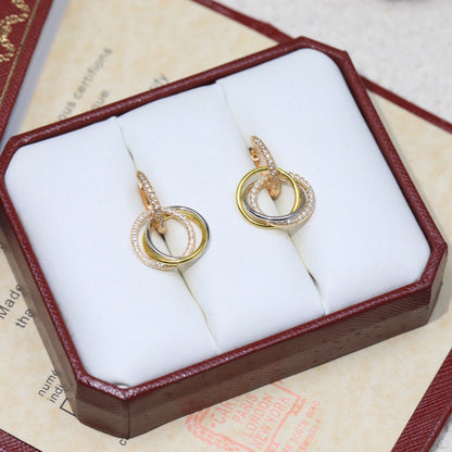 [LUXE] TRINITY HALF DIAMOND  EARRINGS