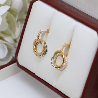 [LUXE] TRINITY HALF DIAMOND  EARRINGS