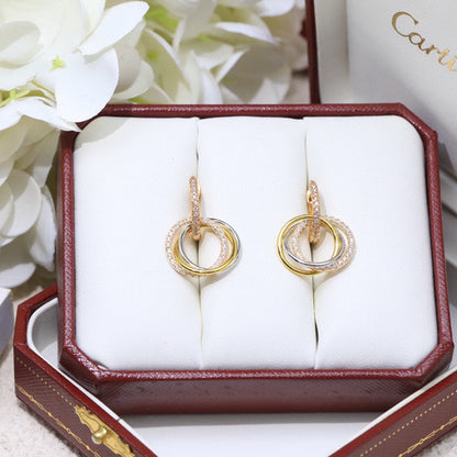 [LUXE] TRINITY HALF DIAMOND  EARRINGS