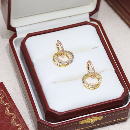[LUXE] TRINITY HALF DIAMOND  EARRINGS