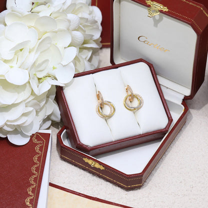 [LUXE] TRINITY HALF DIAMOND  EARRINGS
