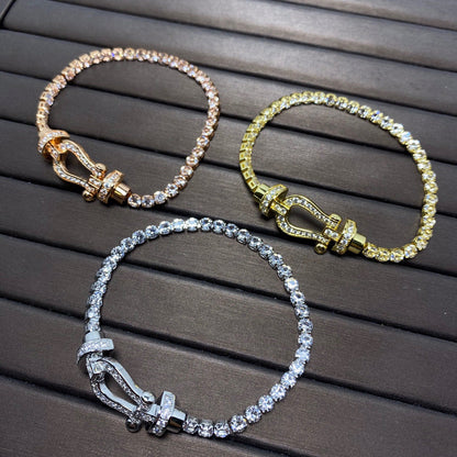 [LUXE]FORCE PULSERA DE TENIS CON DIAMANTES Y HERRADURA GRANDE 