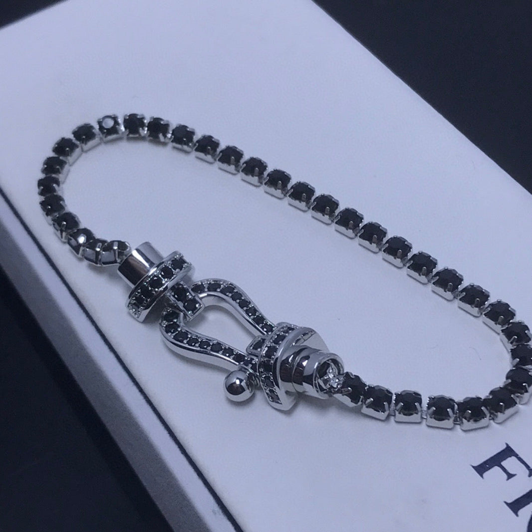 [LUXE]FORCE PULSERA DE TENIS CON DIAMANTES Y HERRADURA GRANDE 