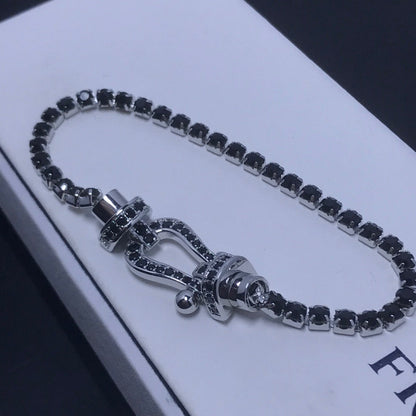 [LUXE]FORCE PULSERA DE TENIS CON DIAMANTES Y HERRADURA GRANDE 