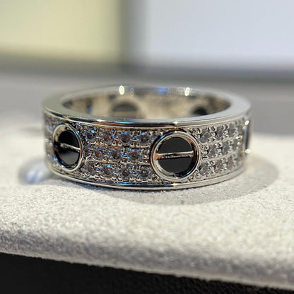 [LUXE] LOVE RING 5.5MM DIAMONDS PAVED CERAMIC
