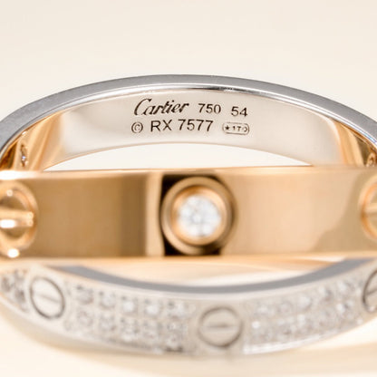 [LUXE] LOVE PINK GOLD SILVER DIAMOND DOUBLE RING