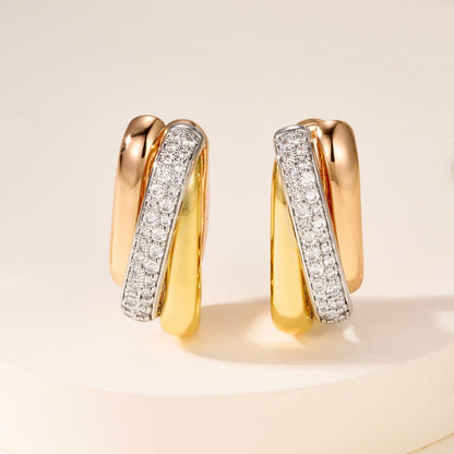 [LUXE] TRINITY HALF DIAMOND  CUSHION EARRINGS