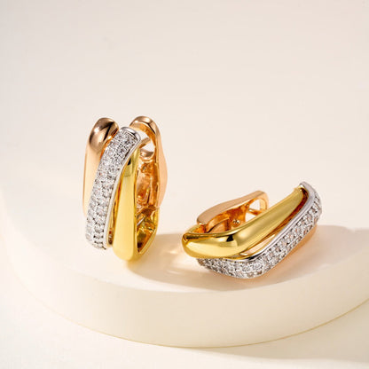 [LUXE] TRINITY HALF DIAMOND  CUSHION EARRINGS